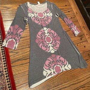 Pink and Gray Patterned Dress